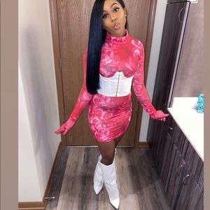 Dress and white corset